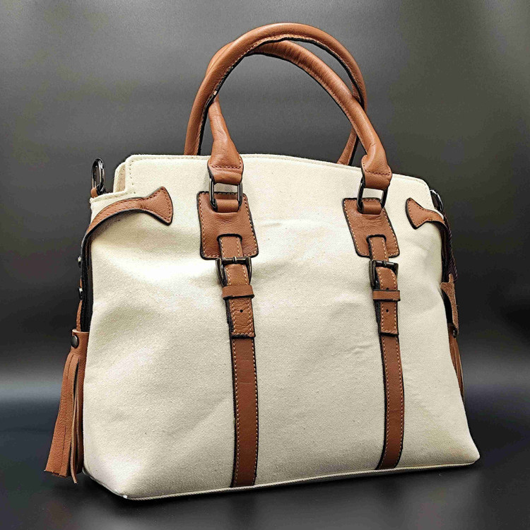 کیف دستی دوشی کنف چرم زنانه