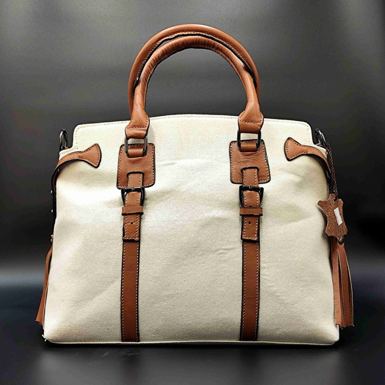 کیف دستی دوشی کنف چرم زنانه